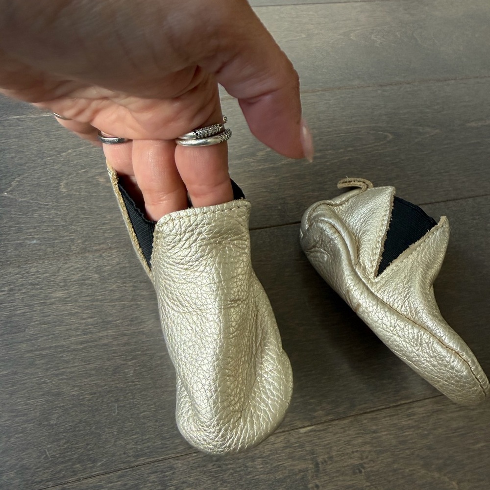 Freshly Picked Metallic Gold Baby Moccasins - Picture 3 of 5